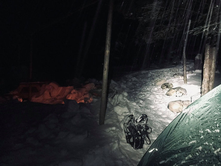 Campfire on the ledges at Umsaskis Lake